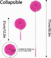 Ceiling Fan Cleaner Duster, Duster Mop With Extension, Reusable Microfiber Fan Cleaning Tool, Adjusts 13 To 31 Inch For Furniture Door Window Top, Office (Rose Red) - Rose Red - View 3