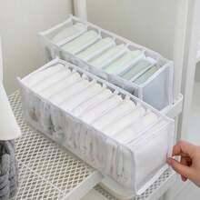 1pc White 11-Grid Foldable Clothes Storage Bag, Fabric Organizer Box, Wardrobe Drawer Organizer, Divider Box, Storage Bag For Clothes, Underwear, Bras, Socks, Space-Saving, Closet Organizer, Home Decor, Dorm Essential, Home Gift - Multicolor - View 6