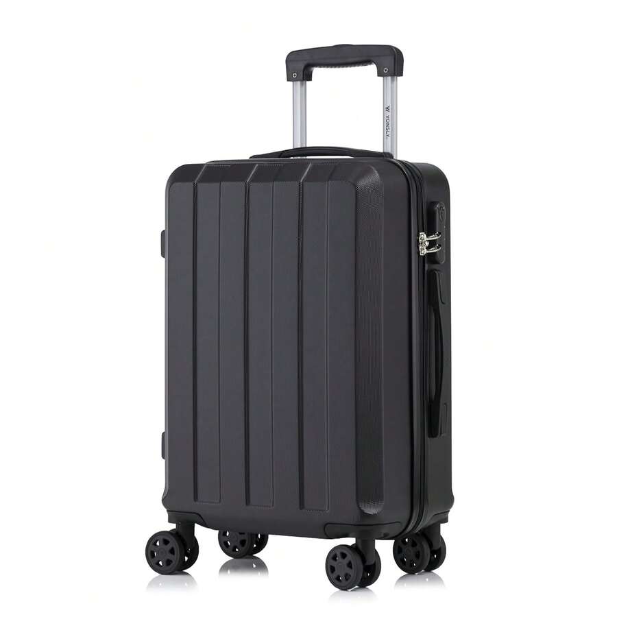 YONSLY Suitcase 16/20/24/28 Inches With 4 Wheels 360° Combination Lock Mesh Pocket Soft Rubber Handle Lightweight Large Travel Suitcase For Vacation - 黑色 - 查看 1