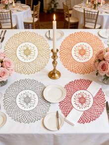 1/4/6pcs Creative Lotus PVC Gold Foil Placemats, Hotel Restaurant Decorative Heat-Resistant Non-Slip Table Mats, Western Style Table Mats For Weddings, Parties, Valentine's Day, Holiday Celebrations, Picnics, Camping, Birthday Banquets, Dining Table Decoration - Multicolor - View 4