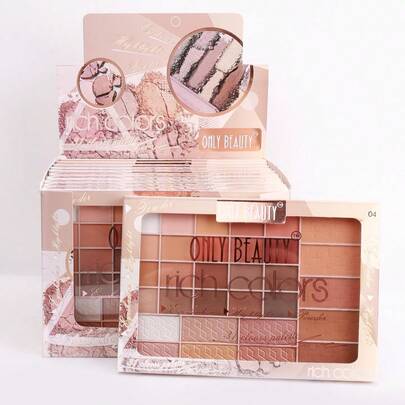 Paleta de maquillaje con 20 sombras de ojos, 6 iluminadores y 5 contornos para rostro, ideal para looks diarios y nocturnos, acabado mate y satinado, fácil aplicación y larga duración