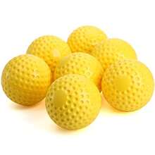 Tebery - Pack de 12 pelotas amarillas con hoyuelos para práctica de 12 pulgadas. Pelotas de sóftbol y béisbol para máquina de lanzamiento para coordinación mano-ojo práctica de golpear y campo - Amarillo - Ver 3