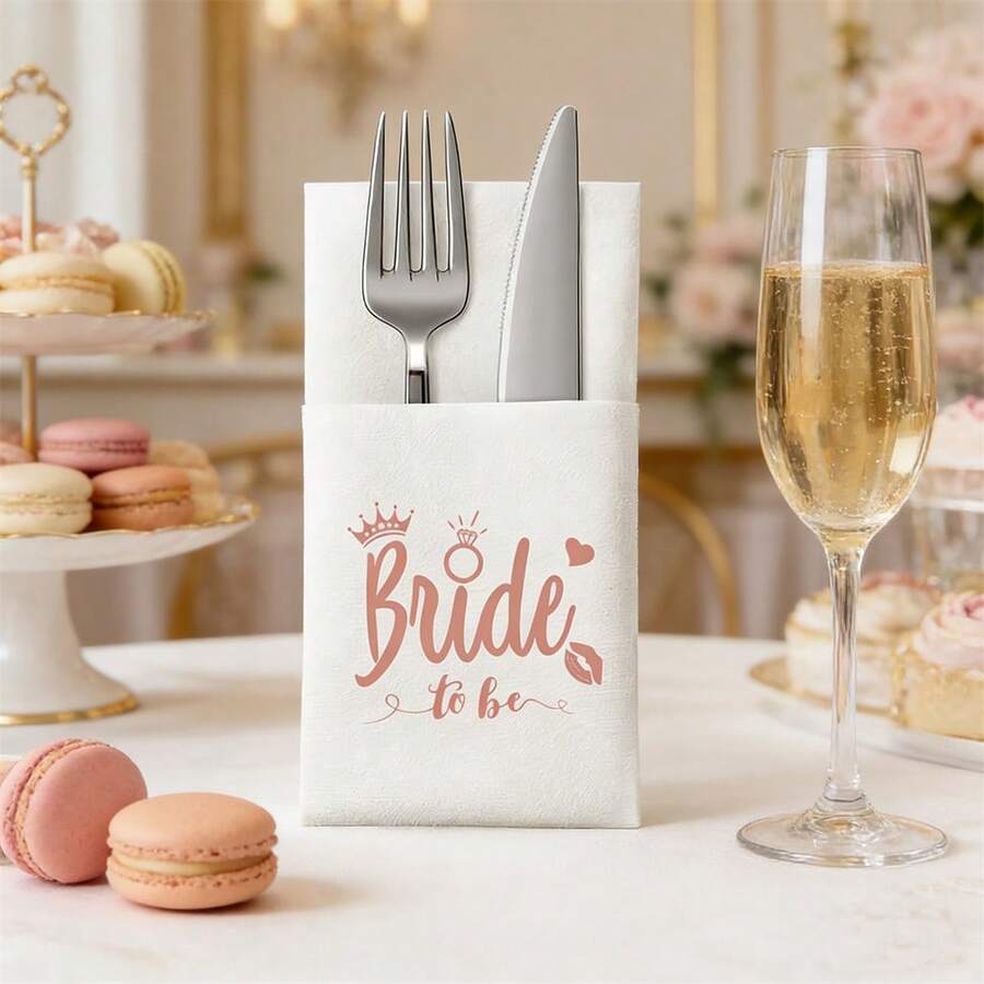 10张“准新娘”餐巾纸，婚礼派对餐桌装饰，创意新娘送礼会婚礼装饰 - 查看 1