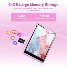 SWOFY 64GB 蓝牙 5.3 MP3 播放器，2.4 英寸触摸屏，便携式数字音频播放器，带高清扬声器、FM 收音机，支持最大 512GB 存储卡 - 查看 4