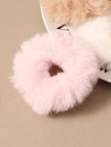 1pc Khaki Fluffy Scrunchie Hair Tie, Cute Cartoon Hair Accessory - Multicolor - View 9
