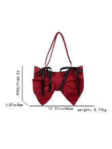 2026 New Cute Bow Crossbody Bag, Sweet Niche Design Shoulder Underarm Bag For Young Girls - Red - View 3