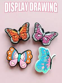 22 PCS Butterfly Series Butterfly Design, Featuring Small Insect Ornaments, With Vibrant And Attractive Colors. Perfect For Decorating Sandals And Garden Shoes. Ideal Choice For Gifts For Parties And Events. PVC Shoe Accessories Are Suitable For Christmas/Halloween/Samhain/Birthday Gift Party Gifts. - Multicolor - View 6
