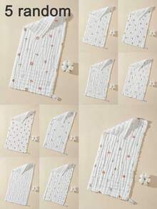 5/3条装随机尺寸25*50厘米6层100%纯棉纱布毛巾，柔软新生儿浴巾，儿童面巾 - 彩色 - 查看 13