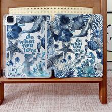 1 件装，美观的蓝色海洋生物印花高清亚克力背壳保护套，带笔槽、多角度磁吸支架和自动休眠/唤醒功能，平板电脑保护套兼容 iPad Pro/Air、三星和小米 Pad 5/6/11。 - 彩色 - 查看 6