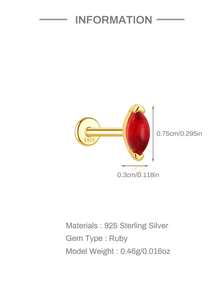 1Pc Colored Gemstones Horse Eye 925 Sterling Silver Earrings For Women Classic Hypoallergenic Stud Earring Flat Back Helix Cartilage For Daily Wear Wedding Engagement Fine Jewelry - Multicolor - View 10