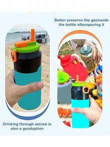 1 pièce/4 pièces Couvercles colorés de canettes de soda avec pailles, couvercles hermétiques en silicone avec pailles, couvercles de conservation des aliments, réutilisables, convenant aux sodas, boissons en canette, jus, stockage alimentaire, fêtes, cadeaux/Rangement et organisation de cuisine/Couvercles de conservation/Produits essentiels pour les fêtes/Cuisine/Voyage/Camping/Mariage - Multicolore - Voir 7