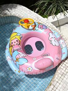 1个儿童游泳池座椅圈，可爱充气漂浮座椅圈，带双把手，适合儿童学习游泳，也可用于浴缸、泳池、夏季游泳，卡通造型座椅圈。 - 彩色 - 查看 12