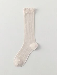 1 par de calcetines largos y transparentes de mujer de seda de morera con volantes en el bajo, transpirables para uso diario en primavera y verano - Multicolor - Ver 16