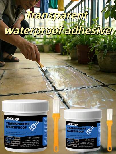 2pcs/Set, 100g Per Bottle Transparent Waterproof Sealant (Suitable For Brushing), Quick-Drying Colorless Sealant, Applicable For Construction And Home, 1 Bottle Colorless Waterproof Agent, Waterproof Insulating Sealant, Transparent Waterproof Repair Sealant, Super Colorless Leak-Proof Agent, Transparent Waterproof Coating