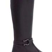 Bota Cano Alto Montaria Feminina Com Textura Modelo Clássico Elegante Casual Chic e Elegante Outono Inverno - Marrom - Visão 7