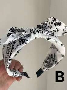 Summer New Simple Retro Fashion Paisley Bowknot Rabbit Ear Wide-Brimmed Bright Fabric Hairband Headband For Women - Multicolor - View 7