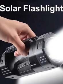 1个便携式太阳能聚光灯，带LED灯泡，防水，红蓝警示灯，Type-C+太阳能双充电，适用于露营、狩猎、家庭使用和紧急情况。 - Black - 查看 4