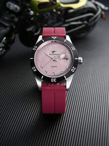 RICECGO 1pc Men's Classic Quartz Watch, Silicone Strap, With Date Display, Suitable For Daily Decoration And Wear - Black and White - View 6