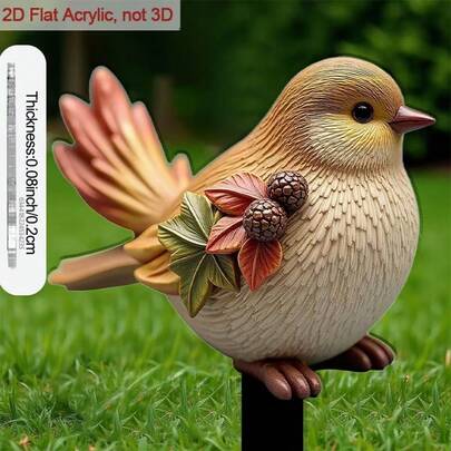 New 2D Acrylic Garden Stakes, Forest King & Elf Figurines, Bird Decor, Outdoor Yard