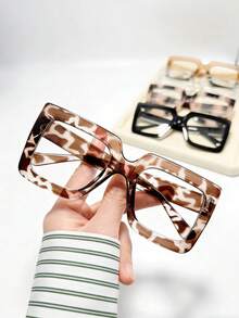 1 par de gafas decorativas con marco cuadrado de moda retro, gafas sin receta elegantes para tomar fotos, lindas y versátiles, conjunto de pareja a la moda - Luz simple - Ver 2