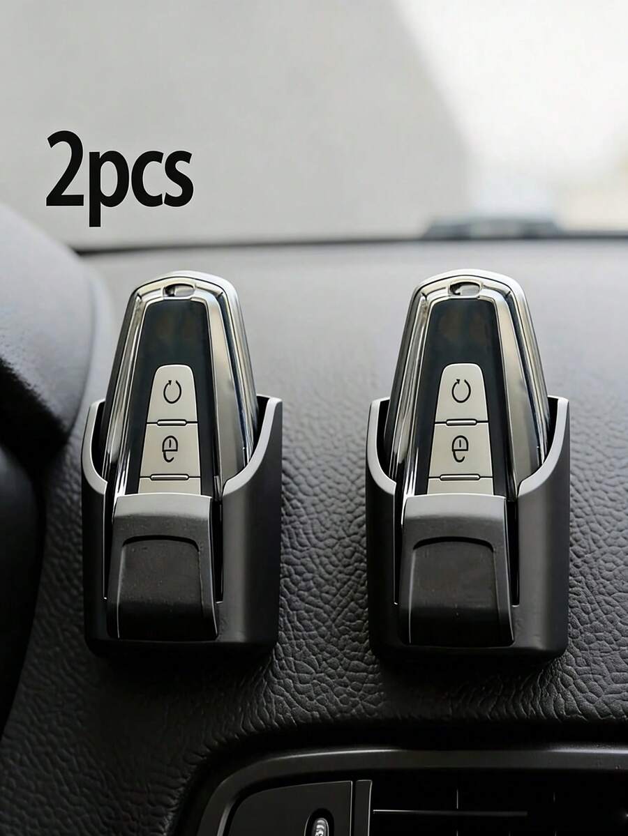 1/2 pezzi Scatole di stoccaggio chiavi per cruscotto auto, Portacarte telecomando multifunzione per auto, Portachiavi 2 in 1 per auto, Scatola di stoccaggio chiavi per interni auto, Riutilizzabile, Scatole di stoccaggio adesive, Organizzatori antiscivolo per cruscotto, Accessori per stoccaggio e organizzazione auto