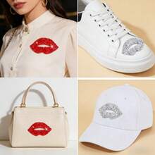 20 piezas Parches con labios rojos y strass plateados - Parches para planchar, Parches con flores, Pegatinas de estrellas, Suministros de costura para bodas, Decorar fundas de teléfono, zapatillas, sombreros, chaquetas vaqueras, Regalo del Día de la Madre, Regalo del Día de San Valentín, Estilo audaz - Versión con diamantes de imitación - Ver 8