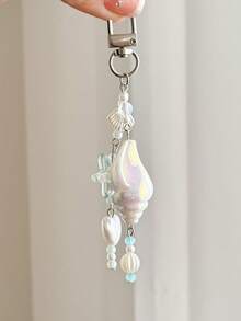 1 chiếc móc khóa điện thoại kiểu dáng kỳ nghỉ hè dưới biển, hình vỏ sò và sao biển, phụ kiện điện thoại, móc chìa khóa, phụ kiện túi xách - Nhiều màu - Xem 10