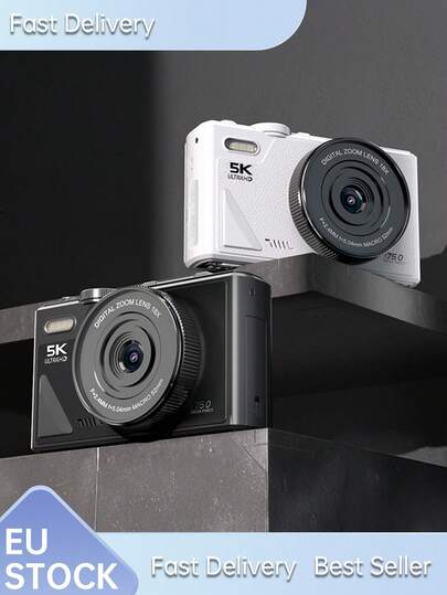 1 Pc 5K Digital Camera - 75MP Video Shooting, With Flip Screen, Flash, 18X Optical Zoom, Multiple Shooting Modes, Comes With 32G Memory Card And Rechargeable Battery, Portable Travel Camera, Suitable As Christmas Or Birthday Gift For 16-24 Year Old Boys And Girls