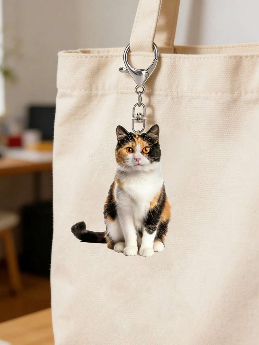 可爱花朵猫咪钥匙扣挂件，猫咪钥匙扣，2D亚克力挂件，时尚汽车装饰，优雅汽车配件，耐用背包挂饰，手提包挂件，耳机挂件，手机壳装饰，用途广泛，时尚精致，适合装饰车钥匙和手提包。