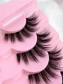 7 Pairs D Curl False Eyelashes Wispy Lashes Natural Look Clear Band Fake Eyelashes Cat Eye Lashes Mink Fluffy Strip False Lashes Fox Eye Lashes Strip Lashes,Lashes,Eyelashes,Fake Lashes - Black - View 6