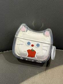 1 pieza Funda de auriculares con diseño de gato de manzana de dibujos animados, compatible con Pro 1/2, divertida pareja 3 nueva modelo de funda protectora para auriculares, 4 caja antideslizante para auriculares (auriculares no incluidos) - transparente - Ver 2