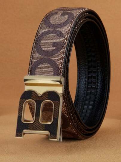 设计师款男士腰带 - 金色字母 B 扣，经典 GG 图案自动腰带