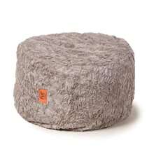 Faux Fur Bean Bag Pouf Footstool - Washable Fabric Ottoman Cover with Durable Foam Insert - Versatile Footrest for Basement Living Room Office - 26" x 17" - Grey Made in The USA - Gris - Ver 2
