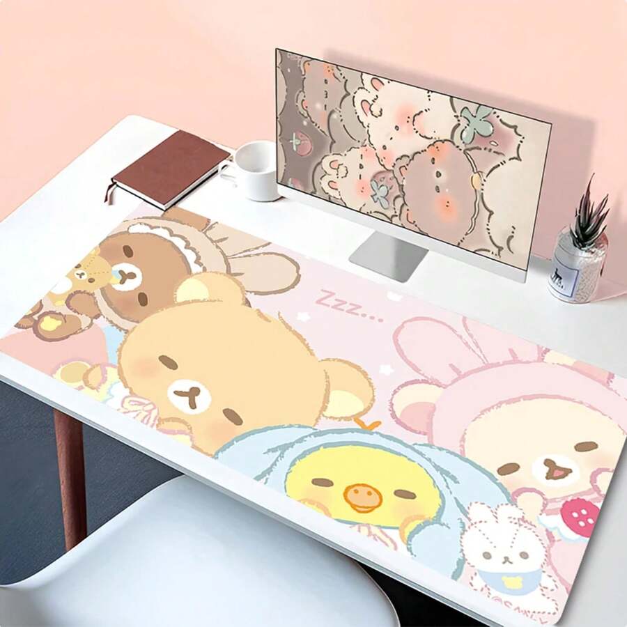 XXL Cartoon Pink Mouse Pad Korilakkuma Rilakkuma Anime Kawaii Keyboard Rug Laptop Cute Gaming Soft Mousepad Computer HD Desk Mat - TK-0000002996 - Xem 1