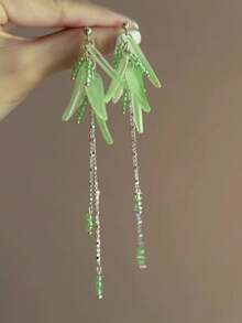1 Đôi bông tai tua rua hình lá bằng acrylic màu xanh lá cây, kiểu dáng Châu Âu và Mỹ, thời trang cá nhân hóa, dành cho phụ nữ và bé gái, quà tặng du lịch, đám cưới, tiệc tùng, sinh nhật, Giáng sinh 2026. - màu xanh lá - Xem 1