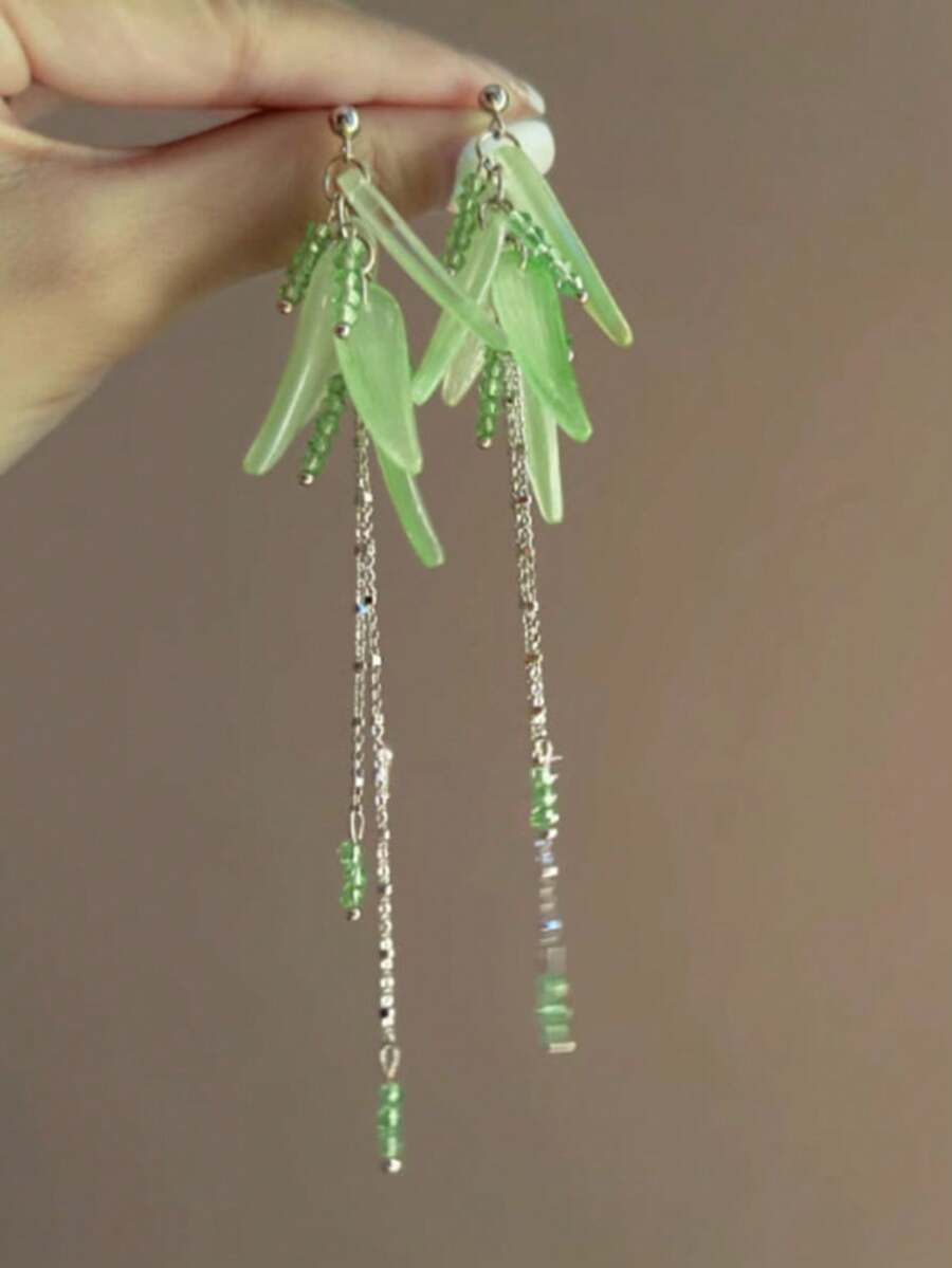 1 Đôi bông tai tua rua hình lá bằng acrylic màu xanh lá cây, kiểu dáng Châu Âu và Mỹ, thời trang cá nhân hóa, dành cho phụ nữ và bé gái, quà tặng du lịch, đám cưới, tiệc tùng, sinh nhật, Giáng sinh 2026. - màu xanh lá - Xem 1