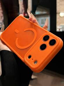 Luxury Skin-Feel Matte Clear Magnetic With Wristband Strap Phone Case Compatible With IPhone 17 Pro Max 17 Pro 17 16 Pro Max 16 Pro 16 15 Pro Max 15 Pro 15 14 Pro Max 14 Pro 13 12 Pro Max Camera Protection Soft TPU Anti-Drop Back Cover Wireless Charge - Orange - View 3