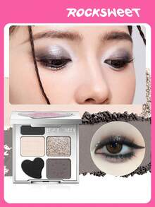 ROCK SWEET 5-Color Eye & Brow Palette - Brow Pencil, Brow Powder, Neutral Eyeshadow, Contour And Matte Highlighter, Sweat-Proof (Perfect Gift) - 06 Nhà hát Black Curtain (Mắt khói Ice Point)# - Xem 1