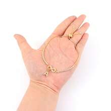 1 chiếc vòng tay dây xích điều chỉnh được màu vàng, mặt dây chuyền hình vô cực cổ điển mới dành cho nữ. - Vàng - Xem 3