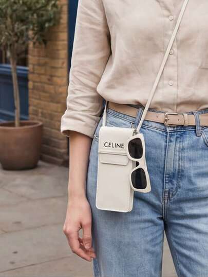 Celine 1pc Burgundy Leather Eyeglasses Case, Luxury Hard Shell Fashion Glasses Box, Protective Eyewear Storage, Designer Accessory For Women, Perfect Gift For Her