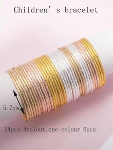 Bộ 6 vòng tay sang trọng có thể xếp chồng lên nhau, dành cho bé từ 2-8 tuổi, với họa tiết hoa caro. - Nhiều màu - Xem 11