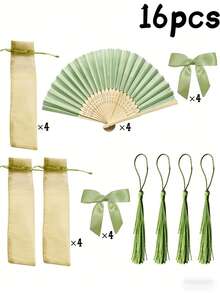 Bộ quạt quà cưới màu xanh lá cây 8/16 chiếc, quạt xếp cho nữ, quạt quà cưới mùa hè màu xanh lá cây kèm nơ và tua rua, túi quà, đồ trang trí tiệc cưới tự làm cho phụ nữ, trang trí tiệc cưới. Thích hợp làm quà tặng tiệc cô dâu, quà tặng tiệc cưới, quà tặng tiệc cô dâu, quà tặng tiệc sinh nhật, phụ kiện chụp ảnh cho phù dâu, quạt mùa hè, đồ dùng sự kiện và tiệc tùng, túi quà tặng nhiều món. - nhiều màu - Xem 12