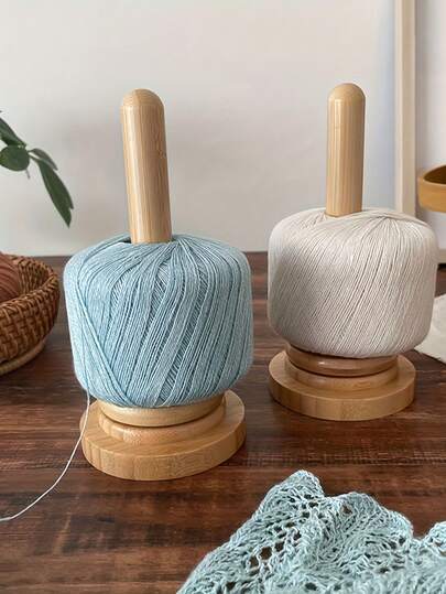 1-3pcs/Set Of Wooden Yarn Ball Holder, Desktop Rotating Spool Storage Rack, Home Knitting Bobbin Storage Rack, Minimalist Design Spool Organizer, Rotating Wooden Winder,Simple Natural Wood-Colored Knitted Ball Stand, Essential For Hand Knitting