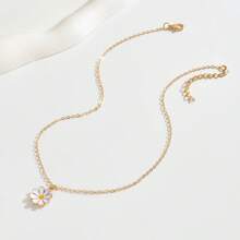 1件时尚简约奢华性感精致优雅百搭白色雏菊吊坠项链，适合女性日常休闲、派对、音乐节佩戴，也是情人节礼物之选。 - 白色 - 查看 5