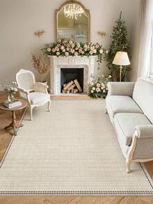 Thảm trải sàn họa tiết sọc tối giản màu mơ, làm từ chất liệu vải nhung mềm mại và thoải mái, dễ vệ sinh, đế chống trơn trượt, thích hợp trang trí phòng khách, phòng ngủ, phòng tắm, nhà bếp, phòng ăn, văn phòng và các dịp lễ hội. - Màu be - Xem 4