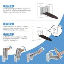 Tabla de planchar de pared con altura ajustable 91.44 x 30.48 cm plegable con soporte de pared ahorradora de espacio funda resistente al calor para espacios pequeños en el hogar y el lavadero - Tabla de planchar plegable de ajuste de altura - Ver 5