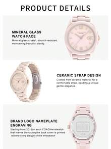 Coach Đồng hồ nữ GREYSON Series, vỏ màu hồng, dây đeo gốm màu hồng, mặt số màu hồng. - Hồng - Xem 5