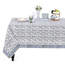 Ridhi - Mantel rectangular de algodón con estampado de bloques a mano 90 x 60 pulgadas reutilizable para uso diario para comedor granja regalo del hogar para primavera Pascua San Valentín - Ojos azules de bebé - Ver 8