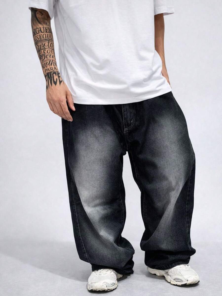 Men's Cargo Pants Dazzling Jeans Balloon Extra Large Pocket Original Men's - 黑色 - 查看 1