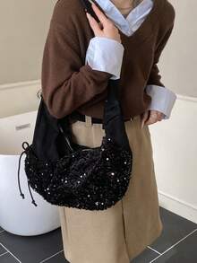 2026新款时尚女士单肩包，独特个性化斜挎包，百搭时尚设计 - 黑色 - 查看 5